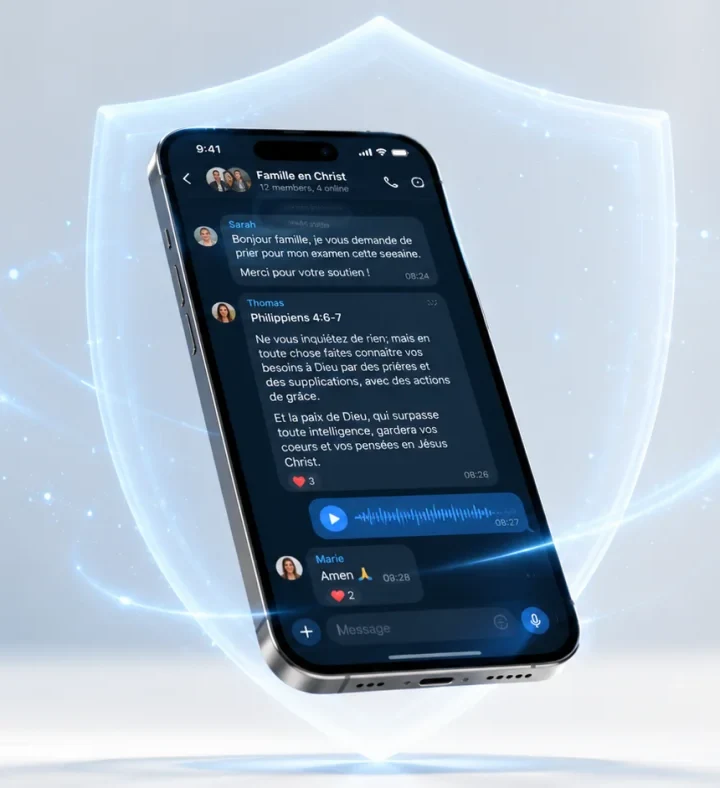 ConnectStar app protected by a shield — private conversations of a Christian group
